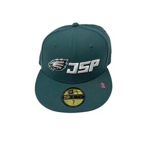 New Era 59FIFTY Philadelphia Eagles Fitted Hat Size 7 Green NFL JSP